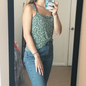 Green floral tank